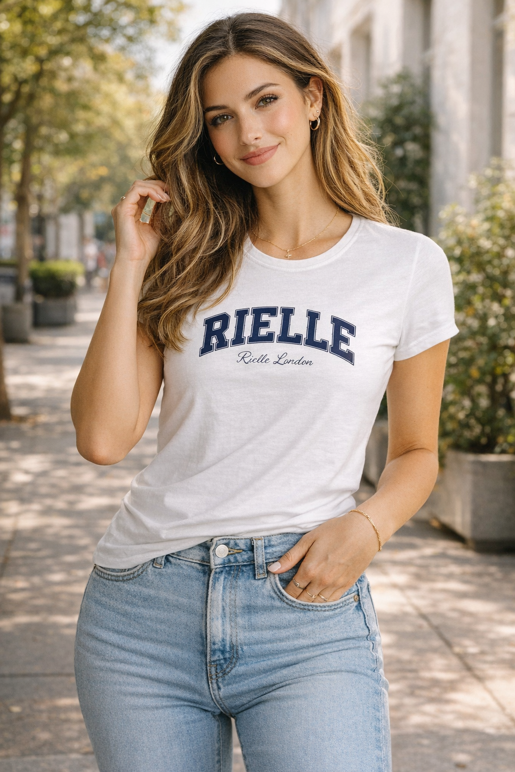 Rièllè London Logo Tee, White Women's T-Shirt | Subtle Monogram
